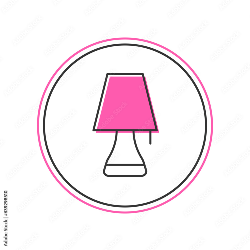 Sticker filled outline table lamp icon isolated on white background. vector