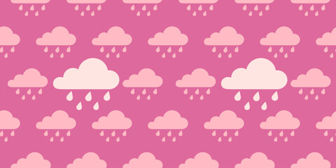 Seamless vector illustration with rain on Pink background
