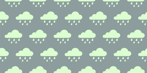Obraz premium Seamless vector illustration with rain on Green background