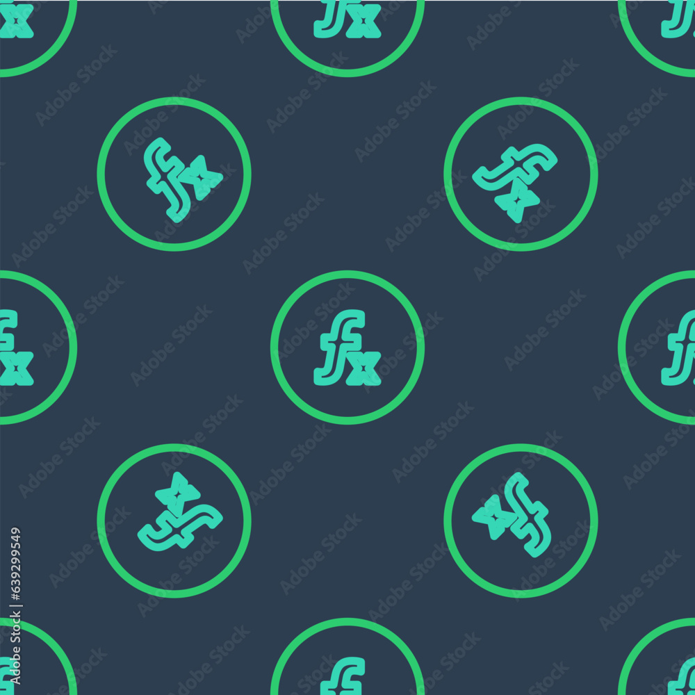 Poster line function mathematical symbol icon isolated seamless pattern on blue background. vector