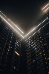 skyscrapers at night