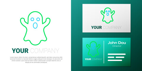 Line Ghost icon isolated on white background. Happy Halloween party. Colorful outline concept. Vector