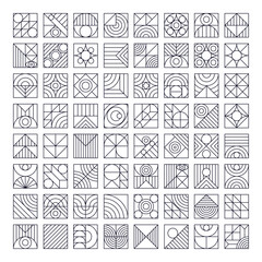 Bauhaus ornament set geometric line style with geometry figures and shapes circle, triangle. square for pattern, human psychology and mental health concept illustration. Vector 10 eps