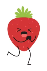 Fotobehang Fruit and Vegetable Cartoon Characters. Funny Fruit Illustration, Funny Vegetable Character © dapiyupi