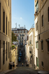A narrow European street in the old town area
