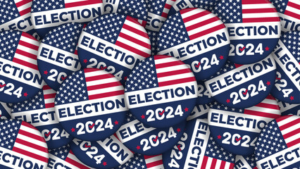 2024 Election campaign buttons with the USA flag - vector Illustration - obrazy, fototapety, plakaty