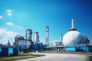 Petrochemical plant in industrial area, chemical storage tanks, the refinery industry.