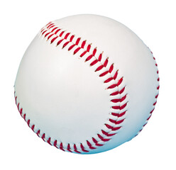 Isolated traditional white leather and red stitched baseball