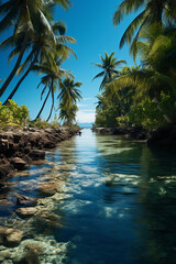 A blue sky, slice perspective, Tropical. AI generative