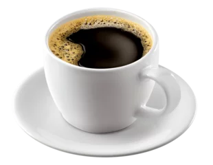 Tuinposter Koffie xícara branco com café expresso isolado em fundo transparente