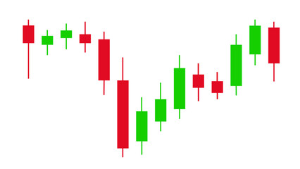 Market graph. Japanese candles. Investment concept. Chart. Icon. Vector illustration.