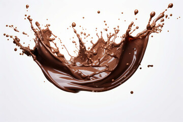 Chocolate splash is shown in the air.
