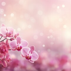 Naklejka na ściany i meble Whispers of Orchids - Luminous Bokeh Meets Delicate Petals - Nature's Canvas Backdrop Offering Empty Space for Your Text - Beautiful Orchids Bokeh Background created with Generative AI Technology