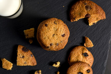 Homemade cookies with chocolate and raisins