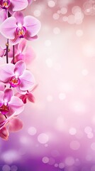 Fototapeta na wymiar Whispers of Orchids - Luminous Bokeh Meets Delicate Petals - Nature's Canvas Backdrop Offering Empty Space for Your Text - Beautiful Orchids Bokeh Background created with Generative AI Technology