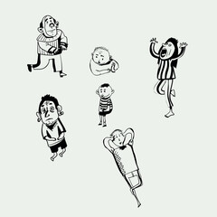 Set of funny cartoon characters