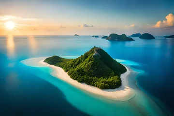 Foto op Plexiglas tropical island at sunset © majeed studio