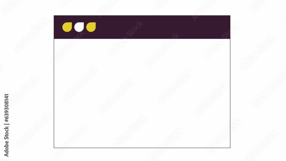 Poster blank computer browser window line 2d object animation. internet page website flat color cartoon 4k 