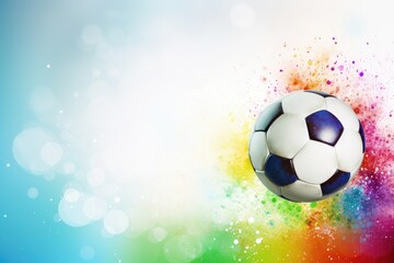 Naklejka premium Soccer ball on bright colorful background