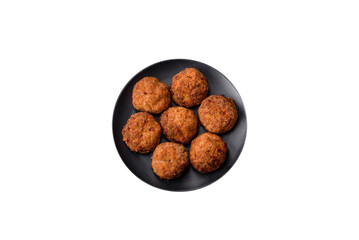 Delicious fresh meat or vegetable cutlets with spices and herbs