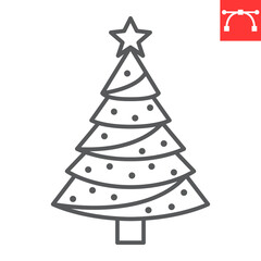 Fototapeta premium Christmas tree line icon, new year and holiday, fir vector icon, xmas wood vector graphics, editable stroke outline sign, eps 10.