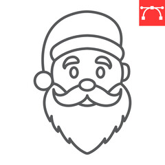 Santa Claus line icon, new year and merry christmas, xmas men vector icon, smiling santa vector graphics, editable stroke outline sign, eps 10.