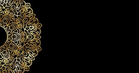 Mandala ornamental background luxury animation.  Decorative frame in gold color with alpha channel. Great for invitation elements, astrology, alchemy, boho, and magic symbols