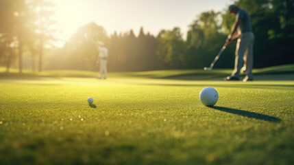 Golf player on professional golf course. AI generated