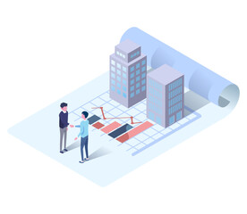 vector isometric business partnership illustration 
