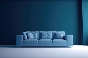 Furniture flying in blue background. Living room furniture