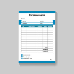 Modern cash memo design vector template