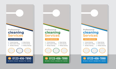 cleaning service door hanger design and Roof cleaning service door hanger design template, hotel knob design. - Powered by Adobe