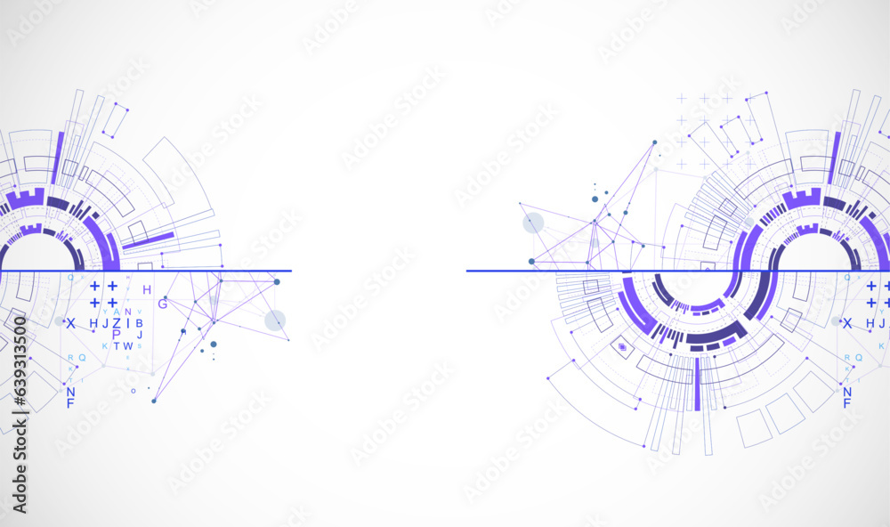 Wall mural scientific and technological art concept. abstract background with plexus effect.