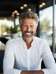 Obraz premium Attractive mature male portrait, generative ai
