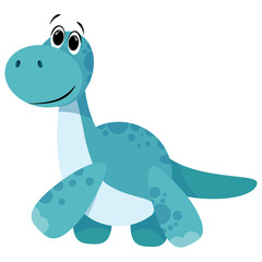 Cute and funny blue dinosaur character