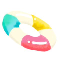 Bouée de plage bleu rose et jaune clipart