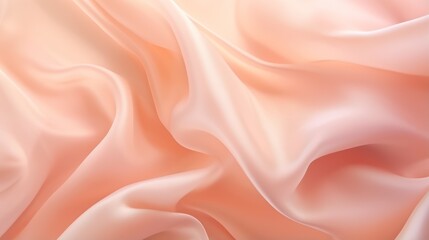 Smooth satin wavy light peach as background. Wedding or valentine greeting card background.