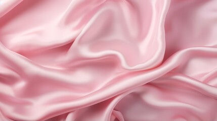 Fototapeta premium Smooth satin wavy light pink as background. Wedding or valentine greeting card background.