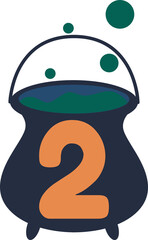 Cauldron to cook Halloween with a number 2