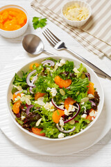 Mandarin Orange Salad in white bowl, top view