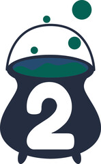 Cauldron to cook Halloween with a number 2