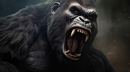Engaging Gorilla Image. Experience the Intensity of an Angry Primate's Roar in Exquisite Detail