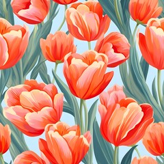 seamless pattern with tulips