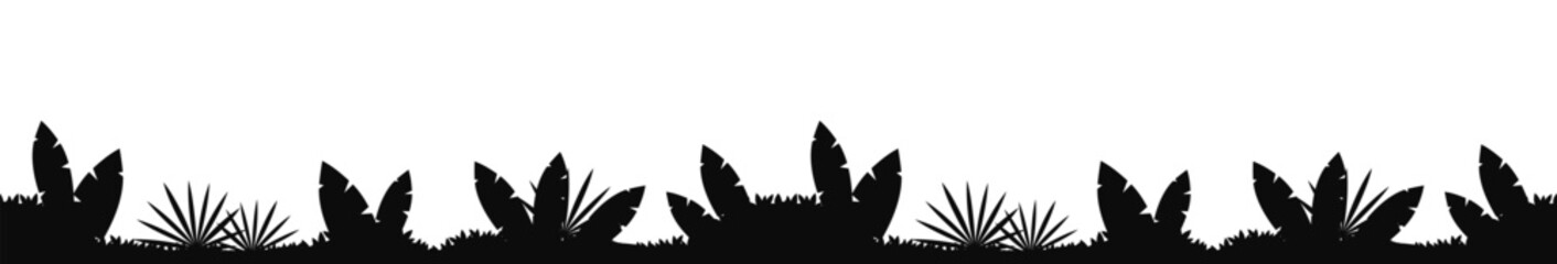 tropical rainforest Jungle silhouette black background