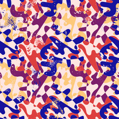 Abstract hand drawn artwork with seamless colorful wave pattern