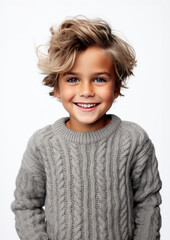 Young boy, a happy child smiling isolated on white