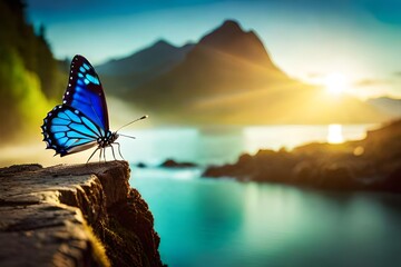 butterfly on a rock