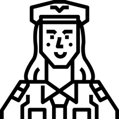Pilot woman. outline icon design