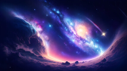Obraz na płótnie Canvas Beautiful galaxy nebula shooting stars clouds wallpaper