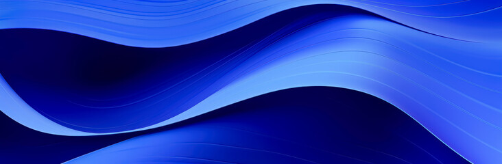 Dark blue background with a blue waves design, in the style of minimalistic geometric, digital blue neon banner. 